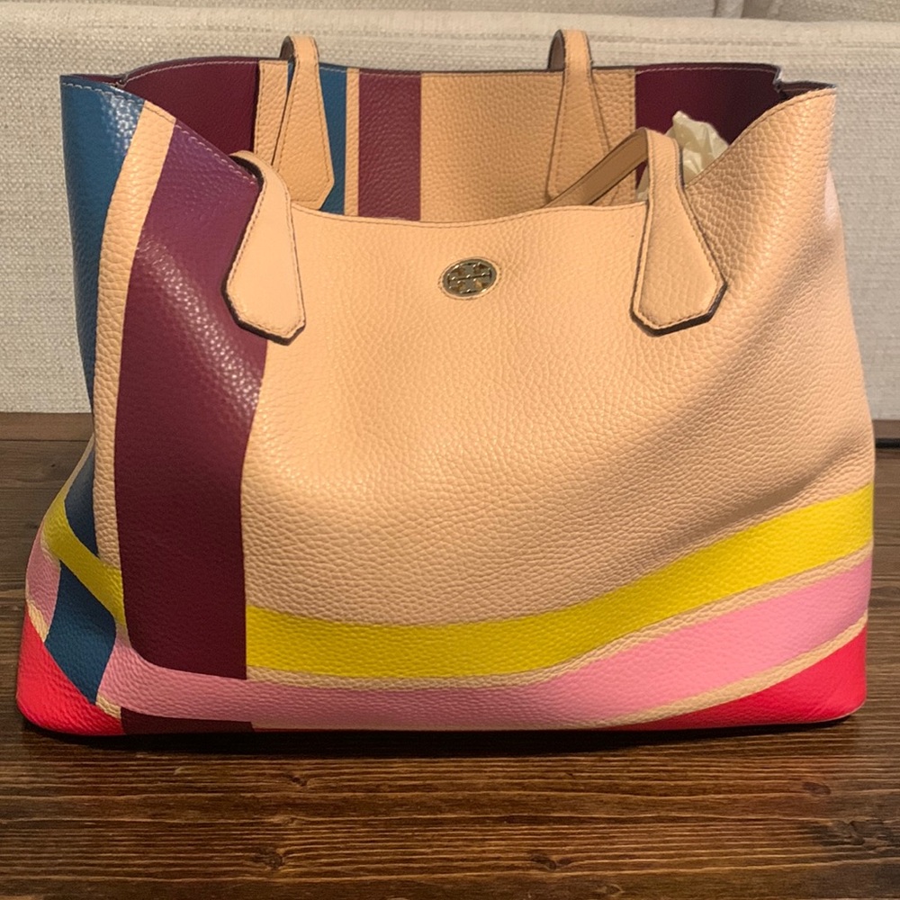 TORY BURCH color stripe tote - rare! Great condition! - Picture 4 of 16